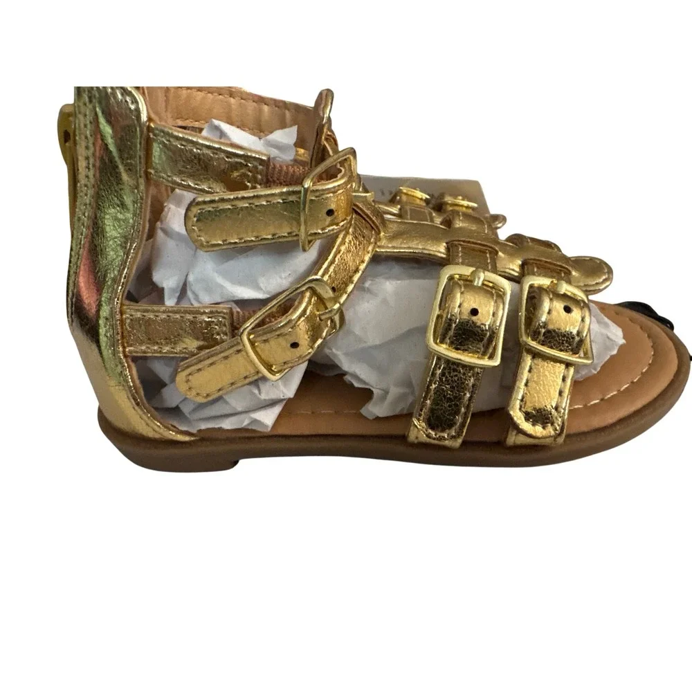 Nicole Miller New York Toddler Girls Gold Gladiator Sandals NGH18763-T Size 6